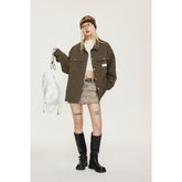 Unisex Jacket Vintage Coat Loose Casual Polo Collar Workwear Jacket